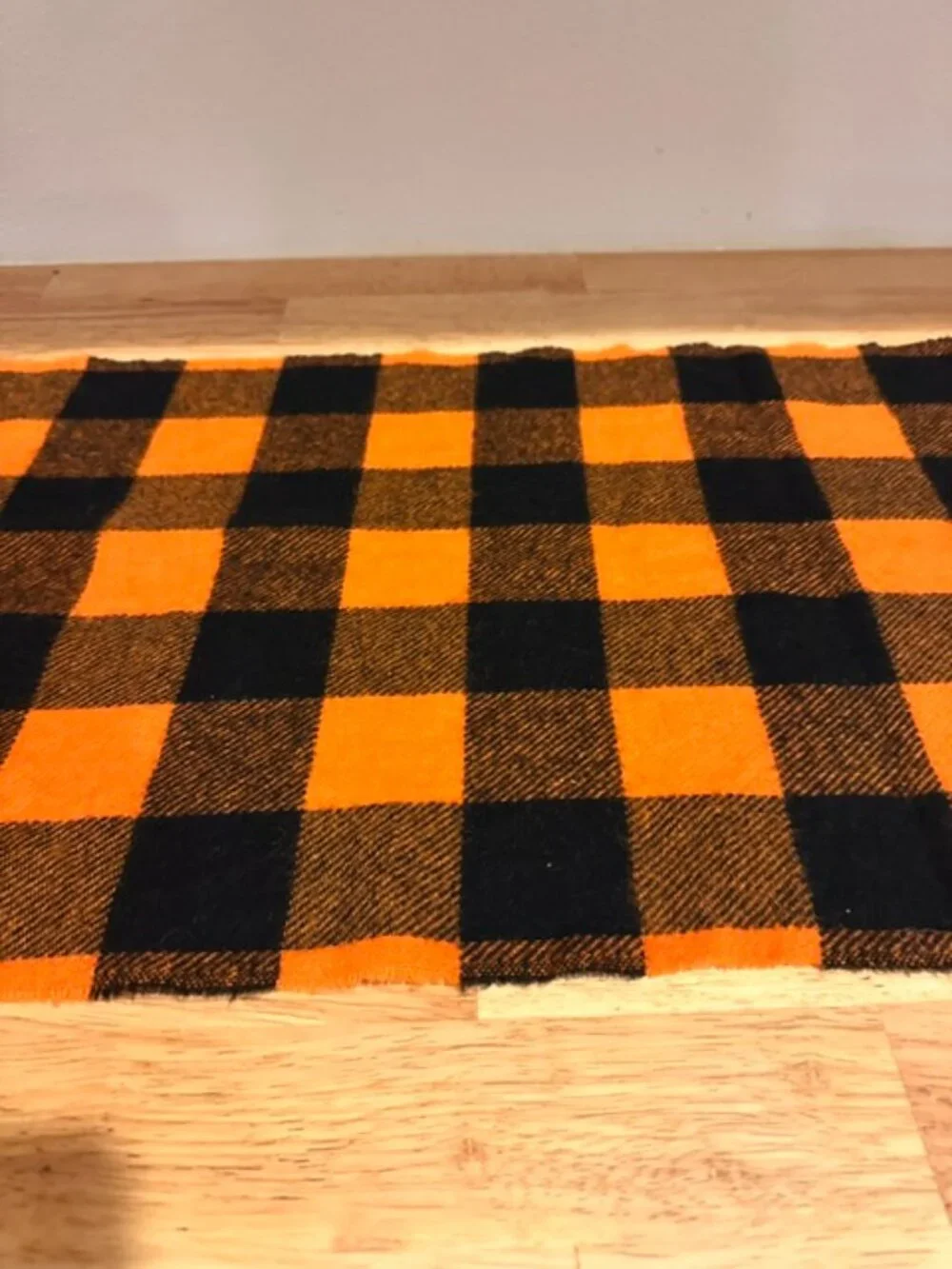 Louis Feroud | Vintage French Wool Scarf Orange & Black Plaid